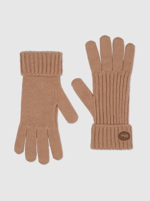 Wool cashmere gloves with Double G