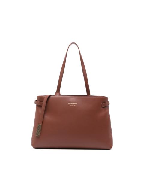 strap-detail leather shoulder bag