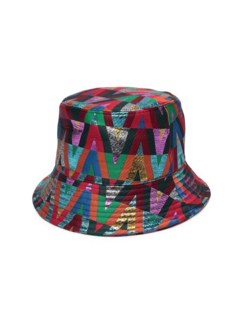 Optical logo-print bucket hat