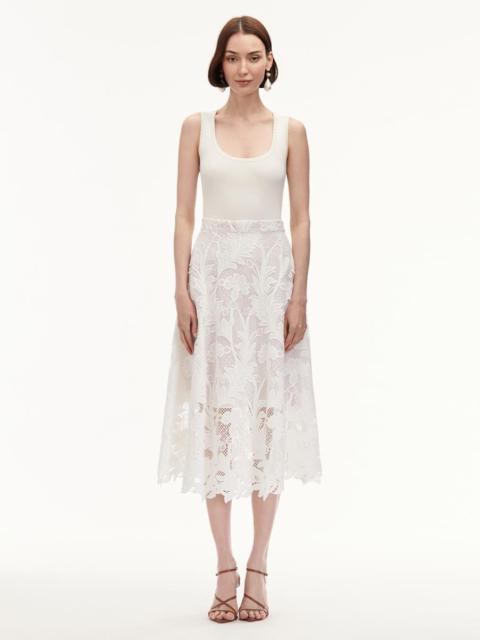 MARBLED CARNATION GUIPURE SKIRT