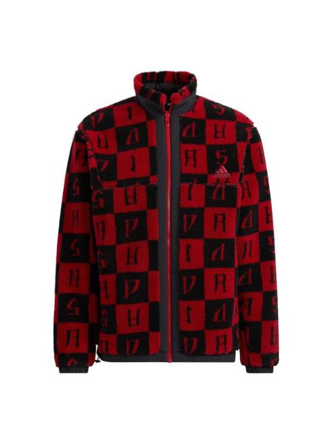 adidas St Aop Boa Jkt Reversible polar fleece Sports Stand Collar Jacket Deep Red H39241