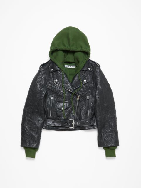 Layered leather jacket - Black