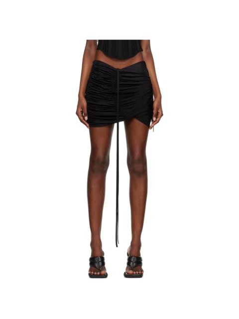 Black Gathered Miniskirt
