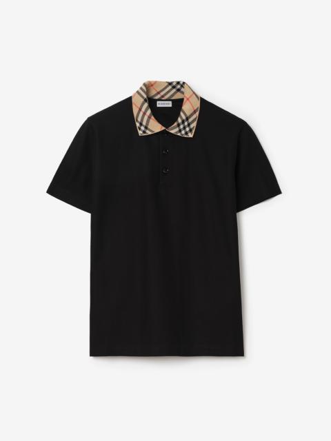 Check Collar Cotton Polo Shirt