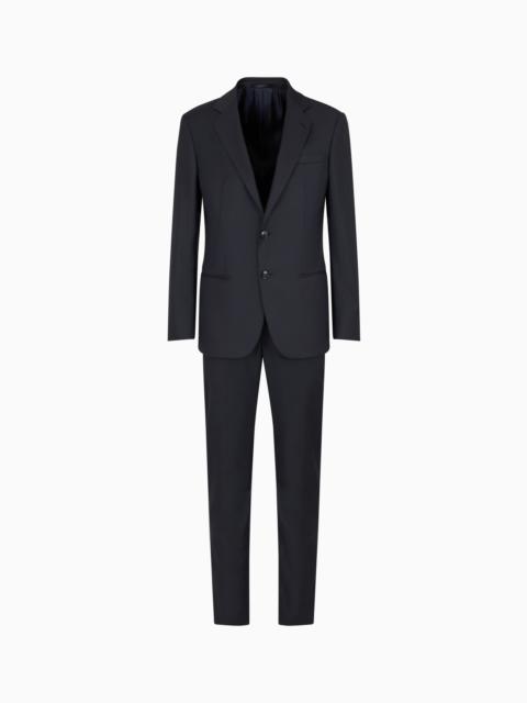 Soho line single-breasted suit in a virgin wool canneté-effect jacquard weave