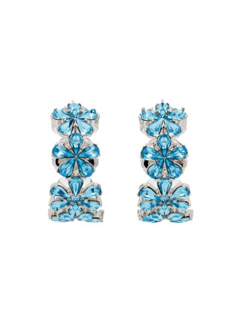 Silver & Blue Lily Hoop Earrings