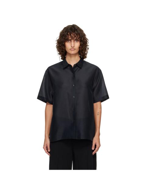 Navy Sheer Structured Shirt