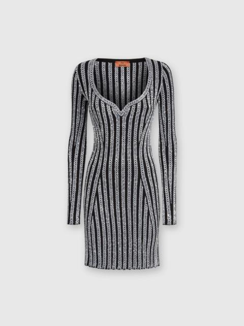 V-neck and sequined mini-dress