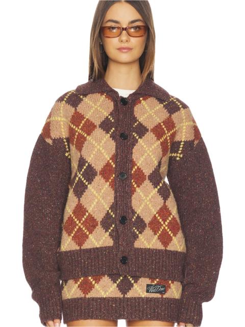 Knit Argyle Intarsia Cardigan