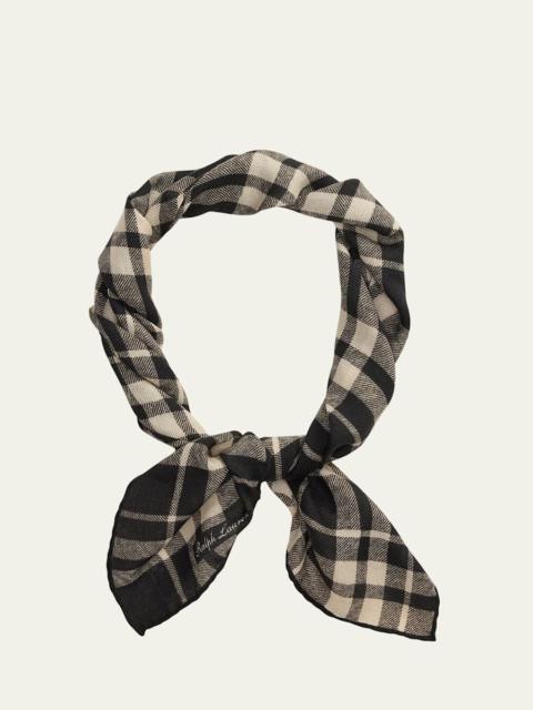 Men's Cashmere and Silk Buffalo Plaid Neck Scarf