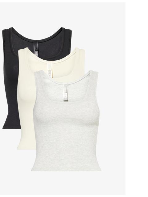 Ribbed Scoop-Neck Pack of Three Cotton-Jersey Tank Tops