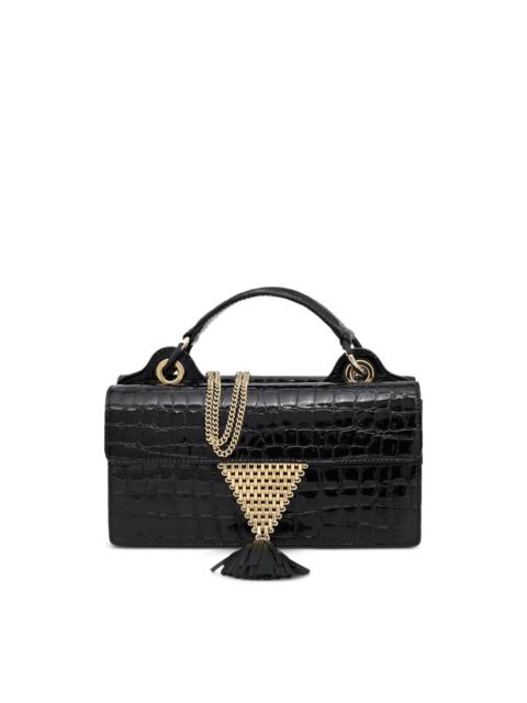 Downtown 24/7 croc-embossed tassel tote bag