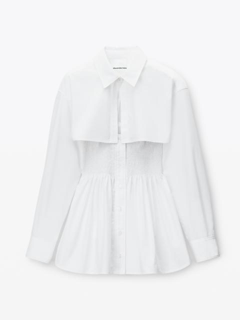 Smocked Mini Dress With Overshirt