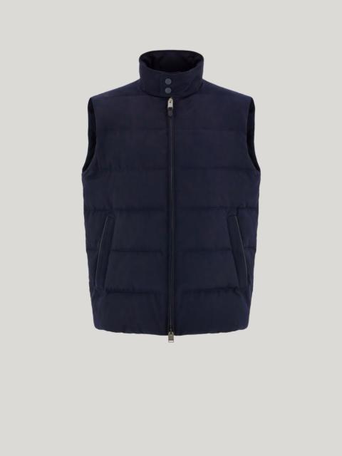 MIDNIGHT BLUE QUILTED TECHNICAL FABRIC VEST WITH RAIN & WIND MEMBRANE