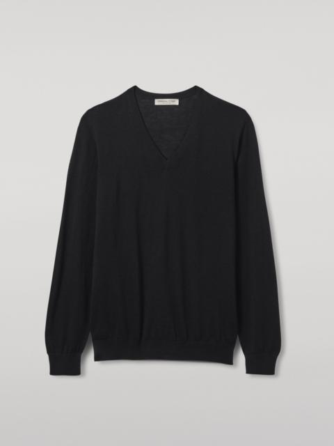 Fin Black V Neck Superfine Cashmere Jumper