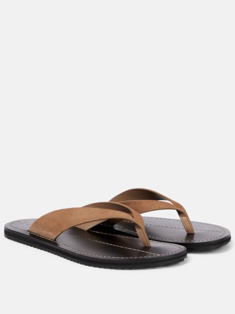 Flora suede thong sandals