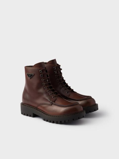 Laced leather booties