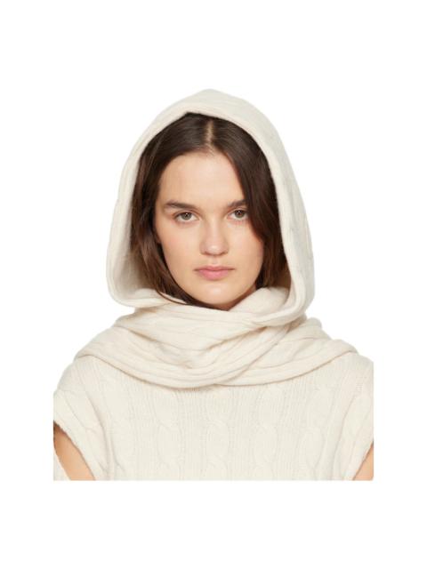 Off-White Convertible Cable Knit Hooded Scarf