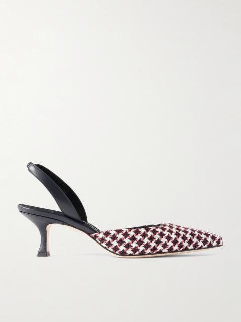 Carolyne 50 Houndstooth Wool-tweed Slingback Pumps