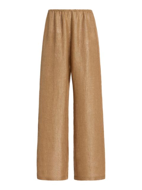 Stella Wide-Leg Linen-Blend Pants brown