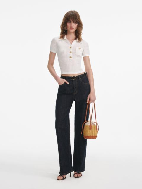 White Pointelle Knit Top