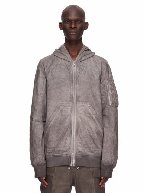 Garment-Dyed Foil Coated Cotton-Poplin Hooded Bomber Jacket