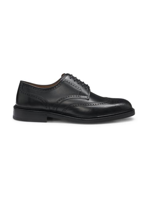 BURNISHED-LEATHER DERBY SHOES WITH BROGUE DETAILS