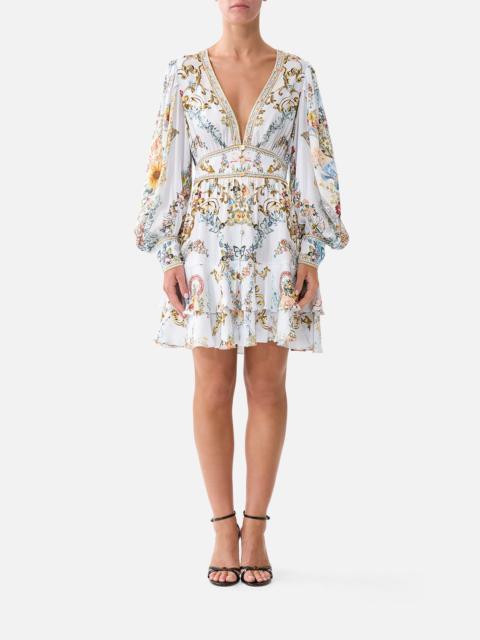 BUTTON FRONT FRILL DRESS