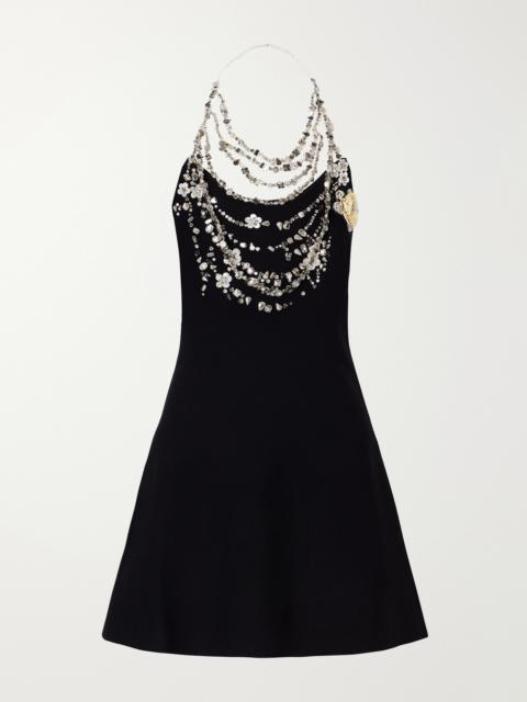 Crystal-embellished Crepe Mini Dress