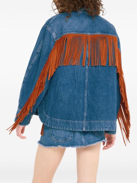 Golden Dusk fringed denim jacket