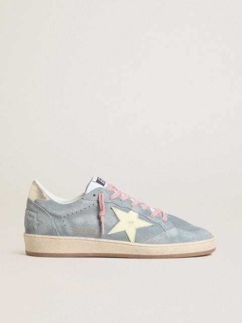 Ball Star in powder-blue suede with cream-colored leather star