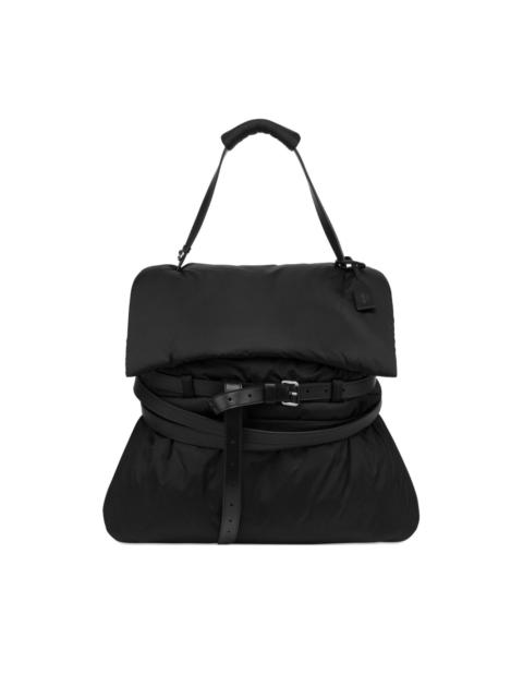 quilted belted shoulder bag