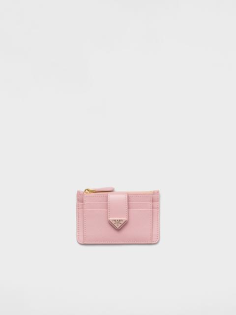 Saffiano and smooth leather card holder