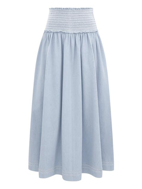 ASCENSION SHIRRED DENIM SKIRT
