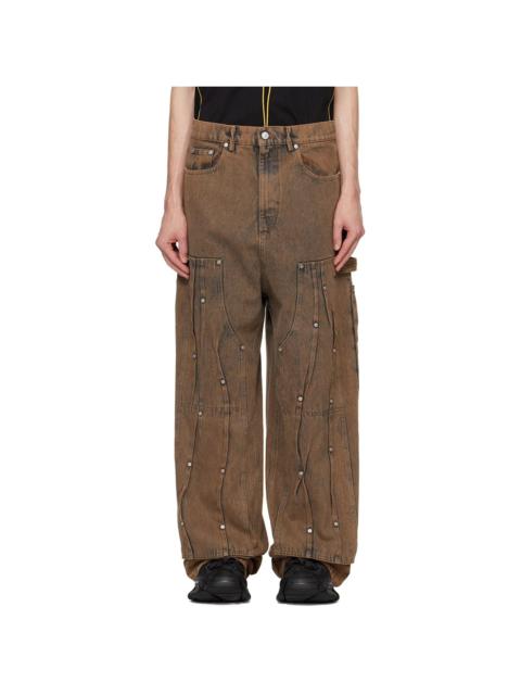 Brown Workwear Multi Rivet Jeans