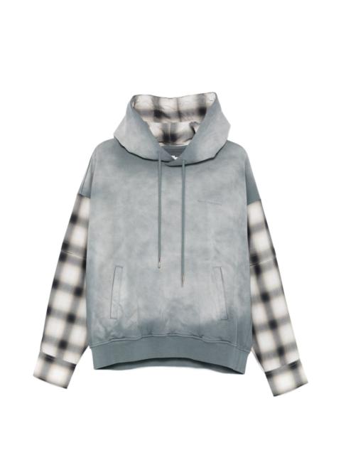 check-pattern-sleeve hoodie