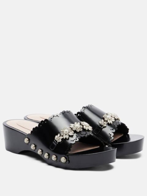 Embellished leather clogs