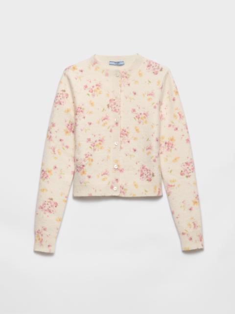 Floral print wool cardigan