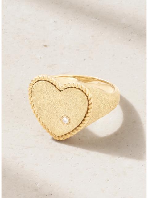 Coeur Pailletee 9-karat Gold Diamond Ring