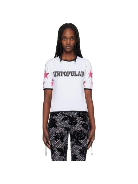White 'Unpopular' Fitted Jersey T-shirt