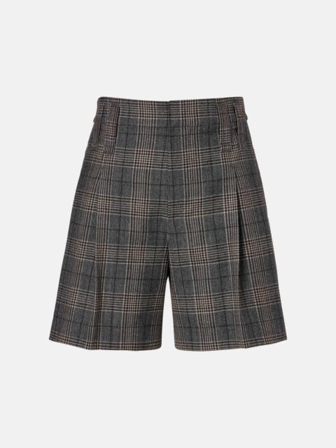 Checked virgin wool shorts
