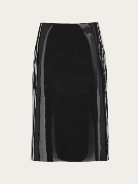 Patent leather pencil skirt