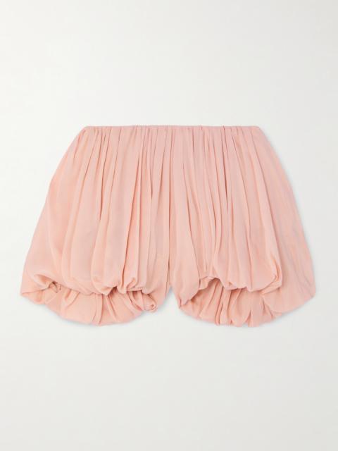 Pleated Silk Crepe De Chine Shorts