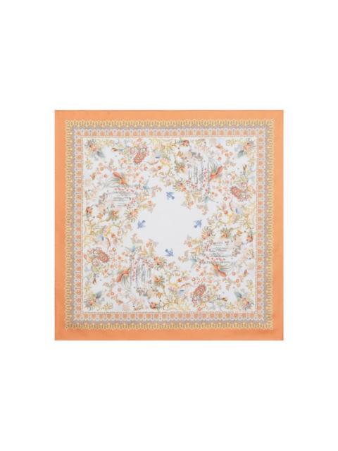 flora-fauna motif silk scarf