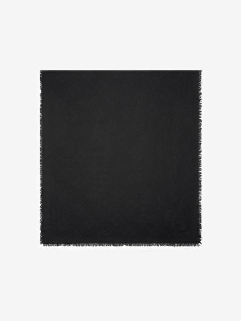 Wide Check Wool Silk Scarf