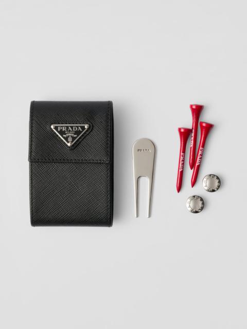 Saffiano leather golf tee case
