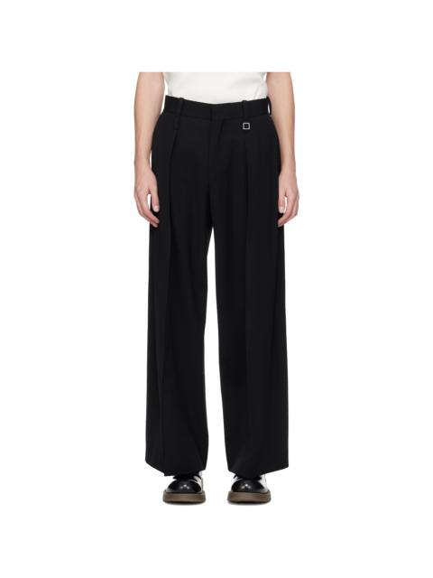 Black Two Tuck Wide Trousers