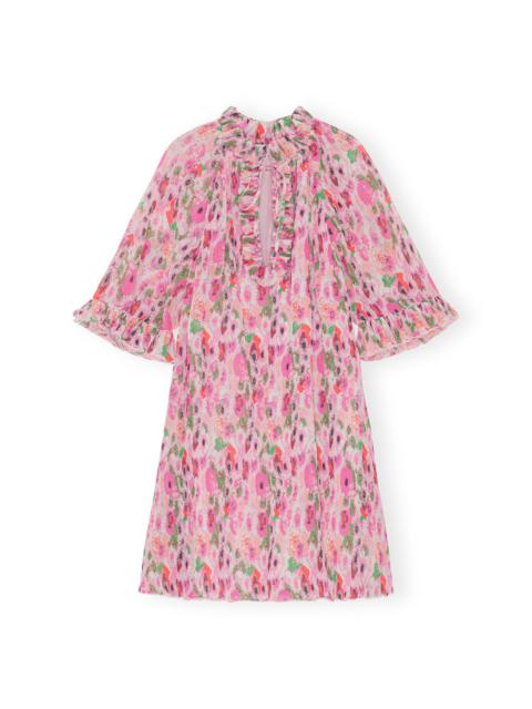 PLEATED GEORGETTE RUFFLE MINI DRESS