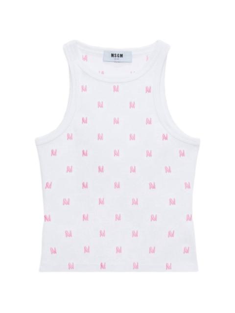 monogram ribbed tank top
