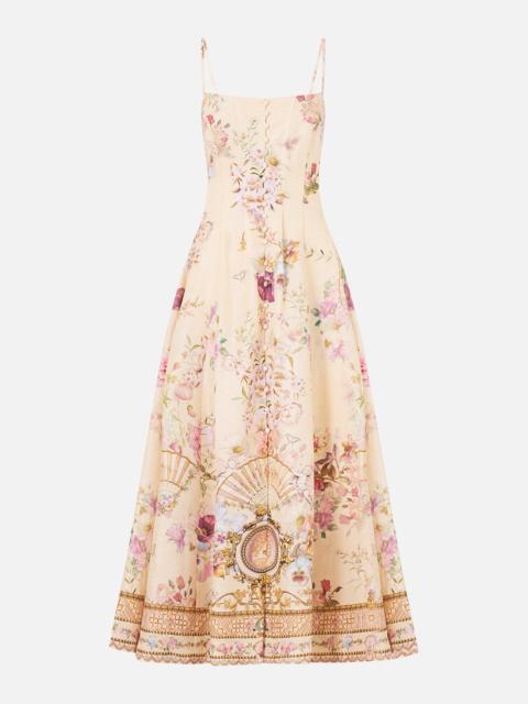 CORSET DRESS WITH LONG FLARED SKIRT